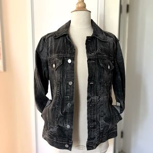AG Adriano Goldschmied Black Marble Washed Denim Jacket
